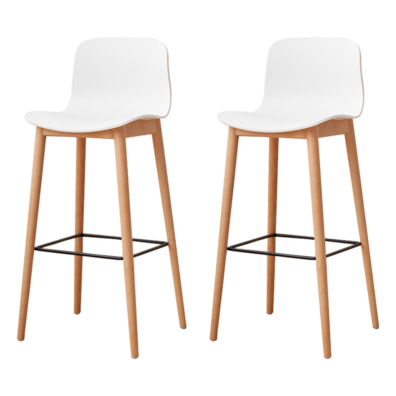 Modern Wood Barstool Simple Low Back Indoor Tall Stool with Plastic Seat