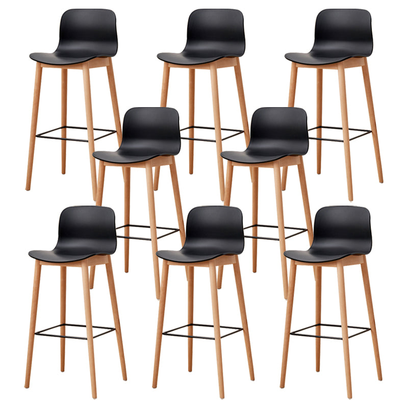 Modern Wood Barstool Simple Low Back Indoor Tall Stool with Plastic Seat