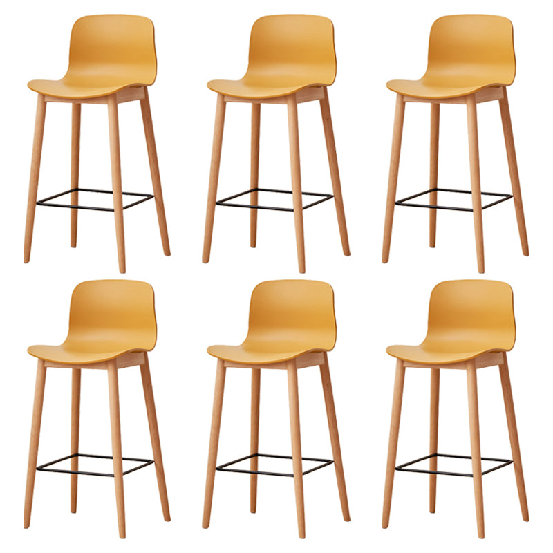 Modern Wood Barstool Simple Low Back Indoor Tall Stool with Plastic Seat