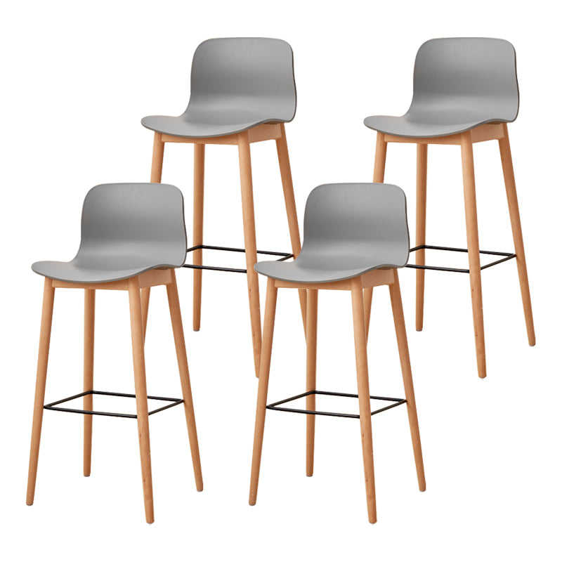 Modern Wood Barstool Simple Low Back Indoor Tall Stool with Plastic Seat