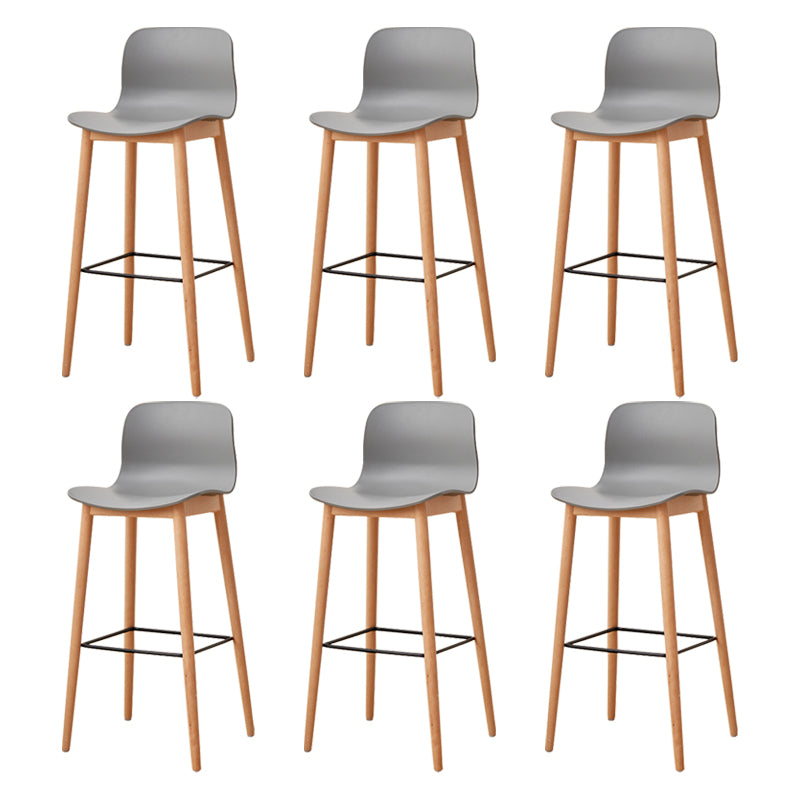 Modern Wood Barstool Simple Low Back Indoor Tall Stool with Plastic Seat