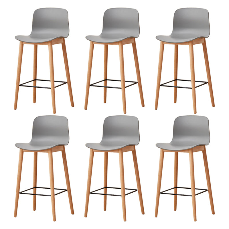 Modern Wood Barstool Simple Low Back Indoor Tall Stool with Plastic Seat