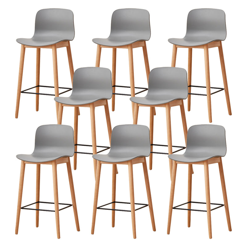 Modern Wood Barstool Simple Low Back Indoor Tall Stool with Plastic Seat