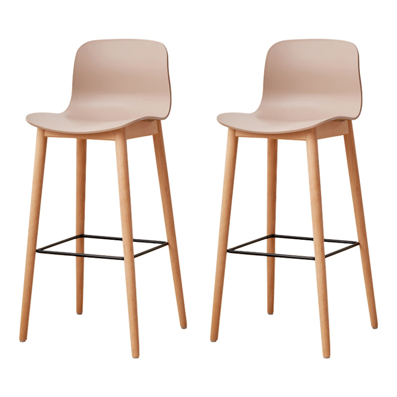 Modern Wood Barstool Simple Low Back Indoor Tall Stool with Plastic Seat