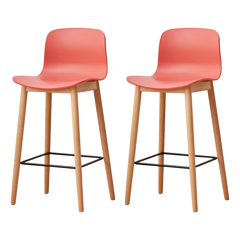 Modern Wood Barstool Simple Low Back Indoor Tall Stool with Plastic Seat
