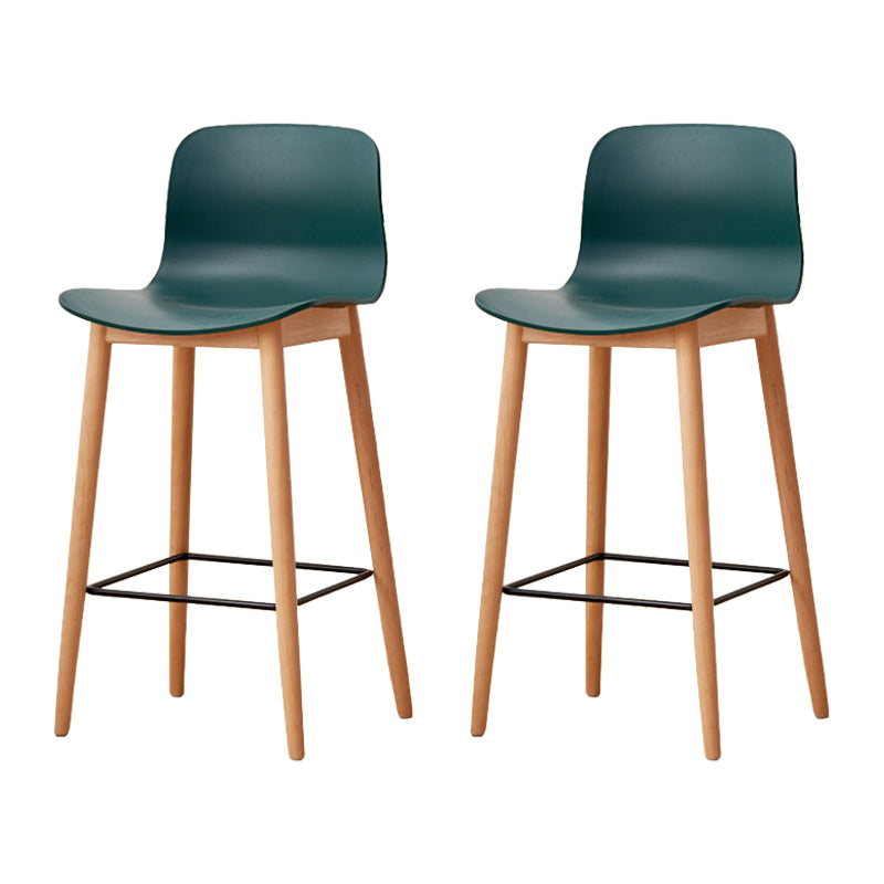 Modern Wood Barstool Simple Low Back Indoor Tall Stool with Plastic Seat