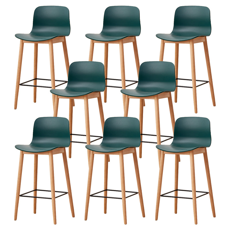 Modern Wood Barstool Simple Low Back Indoor Tall Stool with Plastic Seat