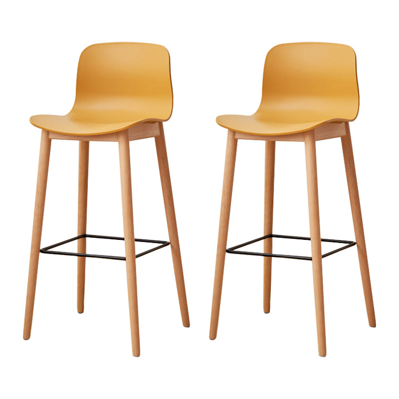 Modern Wood Barstool Simple Low Back Indoor Tall Stool with Plastic Seat