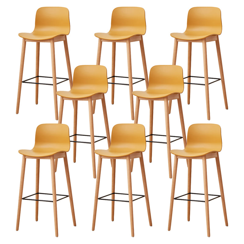 Modern Wood Barstool Simple Low Back Indoor Tall Stool with Plastic Seat