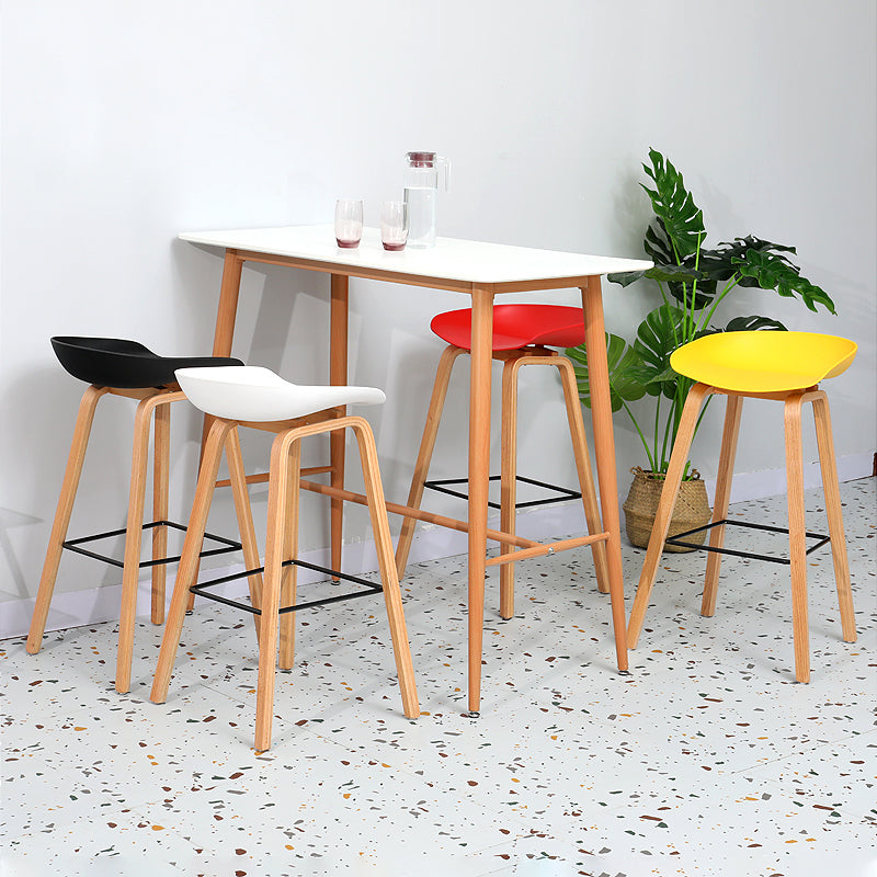 30-inch Modern Beech Wood Barstool Simple Backless Indoor Tall Stool with Plastic Seat