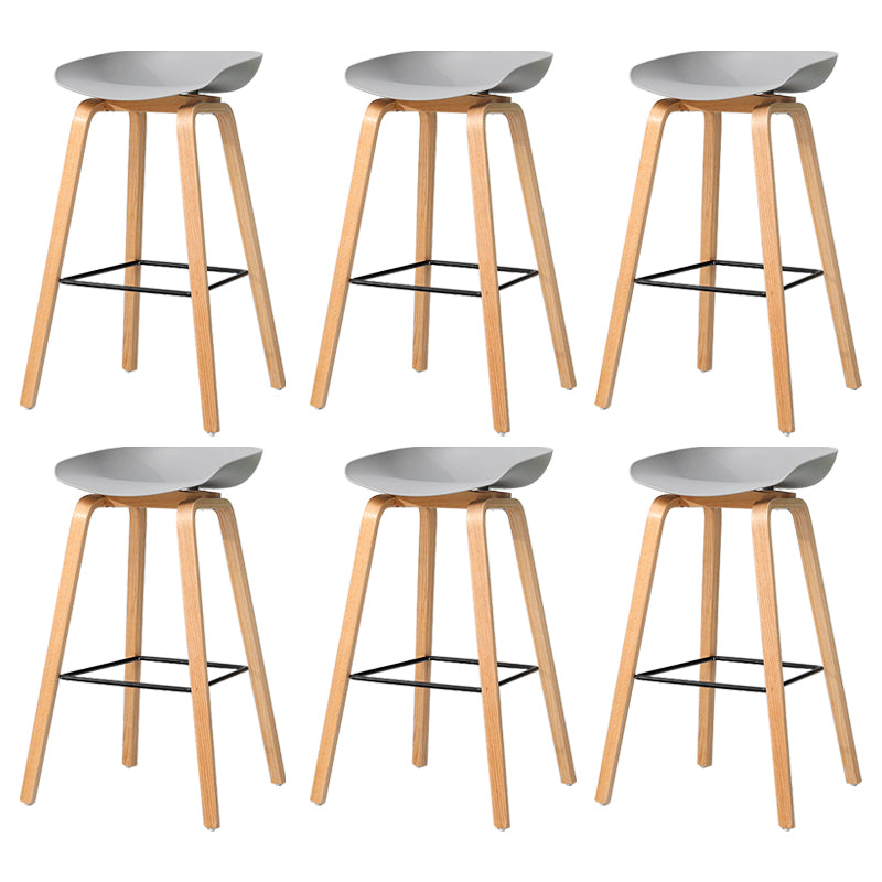 30-inch Modern Beech Wood Barstool Simple Backless Indoor Tall Stool with Plastic Seat