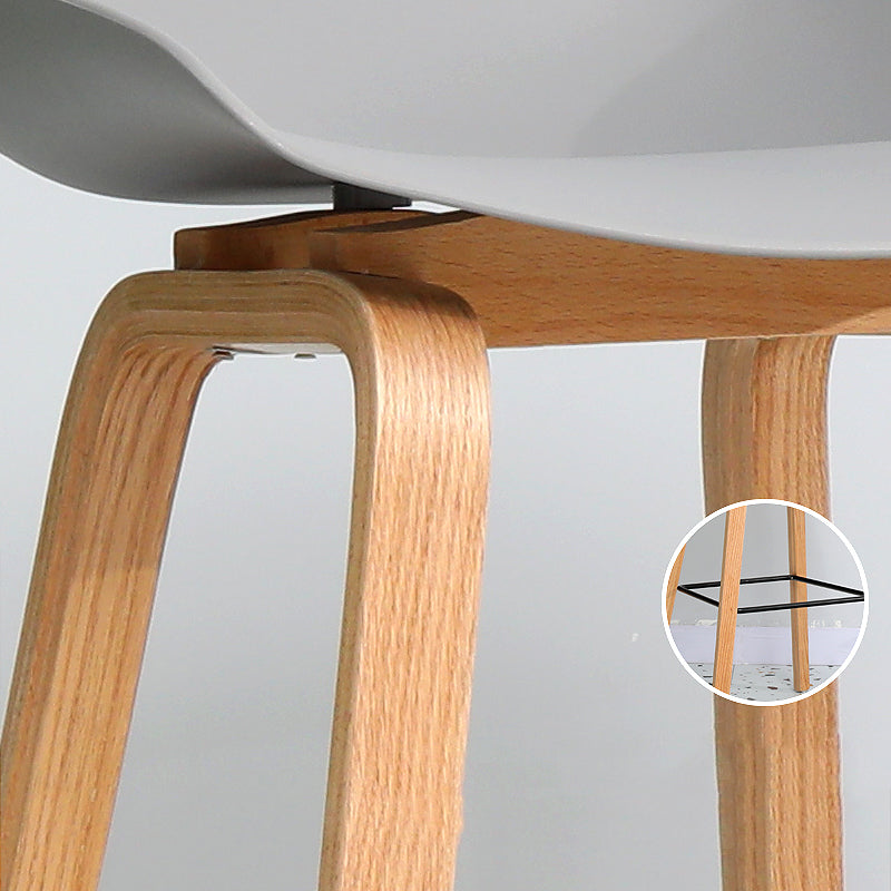 30-inch Modern Beech Wood Barstool Simple Backless Indoor Tall Stool with Plastic Seat