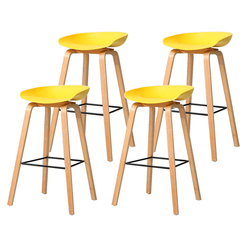 30-inch Modern Beech Wood Barstool Simple Backless Indoor Tall Stool with Plastic Seat