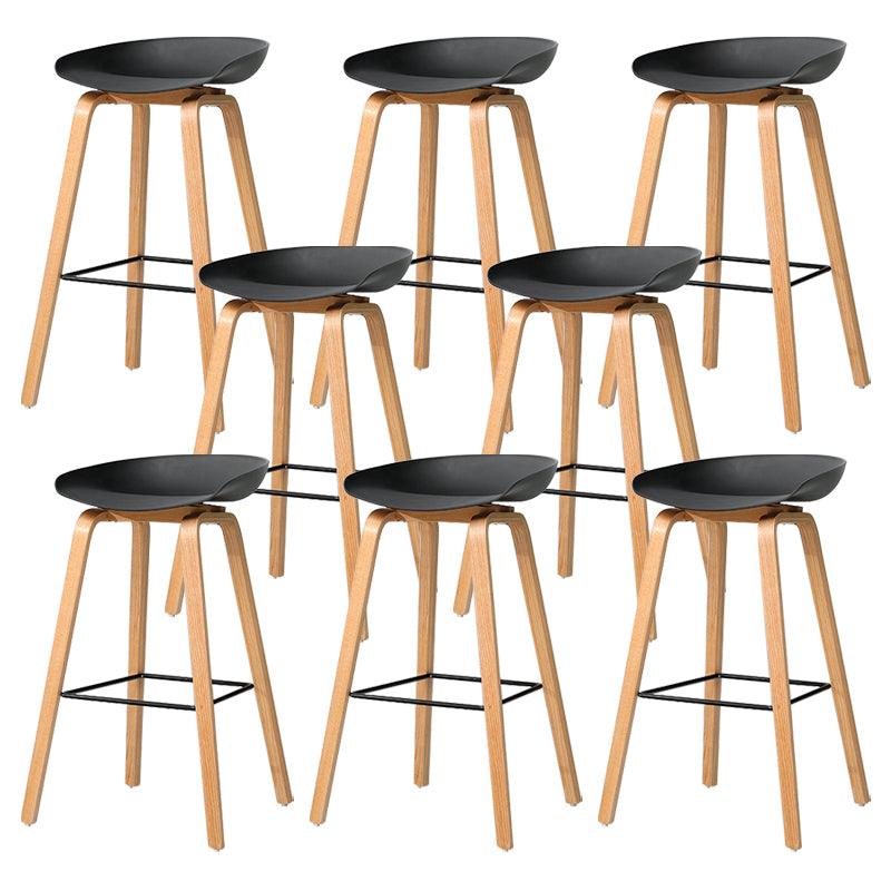 30-inch Modern Beech Wood Barstool Simple Backless Indoor Tall Stool with Plastic Seat