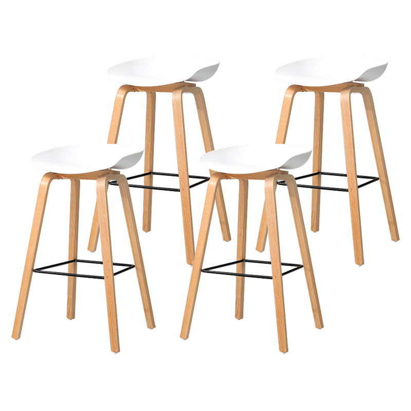 30-inch Modern Beech Wood Barstool Simple Backless Indoor Tall Stool with Plastic Seat