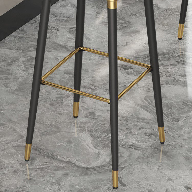 Glam Black Iron Barstool Simple Backless Indoor Tall Stool with Leather Seat