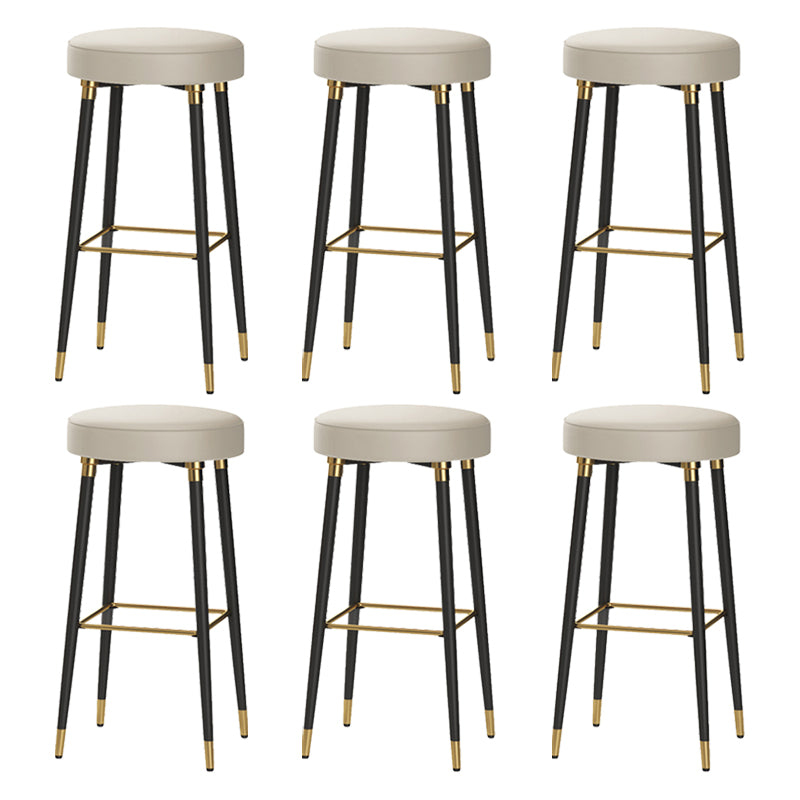 Glam Black Iron Barstool Simple Backless Indoor Tall Stool with Leather Seat