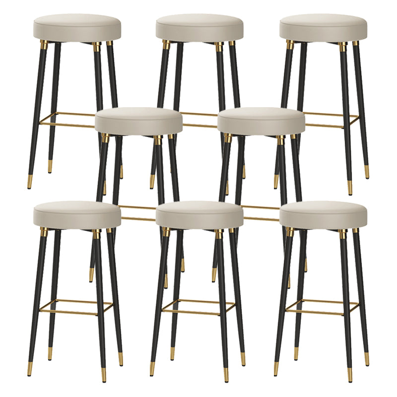 Glam Black Iron Barstool Simple Backless Indoor Tall Stool with Leather Seat