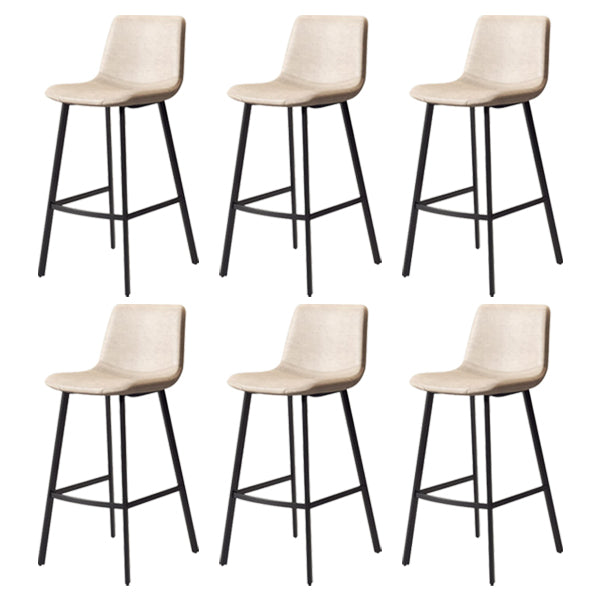 30-inch Glam Iron Barstool Distressed Low Back Indoor Tall Stool with Leather Seat
