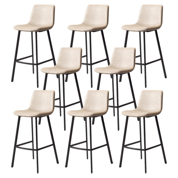 30-inch Glam Iron Barstool Distressed Low Back Indoor Tall Stool with Leather Seat