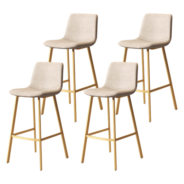 30-inch Glam Iron Barstool Distressed Low Back Indoor Tall Stool with Leather Seat