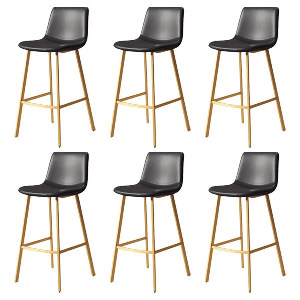 30-inch Glam Iron Barstool Distressed Low Back Indoor Tall Stool with Leather Seat