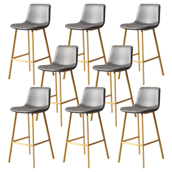 30-inch Glam Iron Barstool Distressed Low Back Indoor Tall Stool with Leather Seat