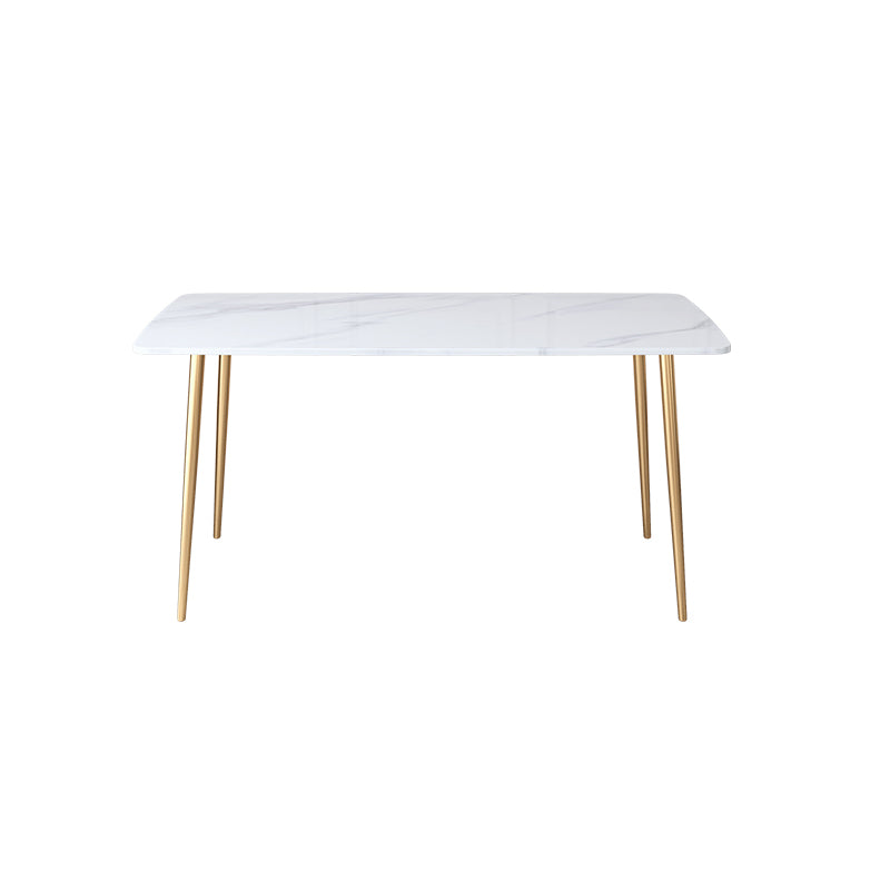 Glam Iron Dining Table Set 1/2/5 Pieces Dinette Set with Rectangle Sintered Stone Top
