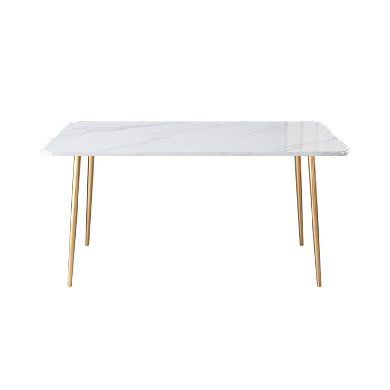 Glam Iron Dining Table Set 1/2/5 Pieces Dinette Set with Rectangle Sintered Stone Top