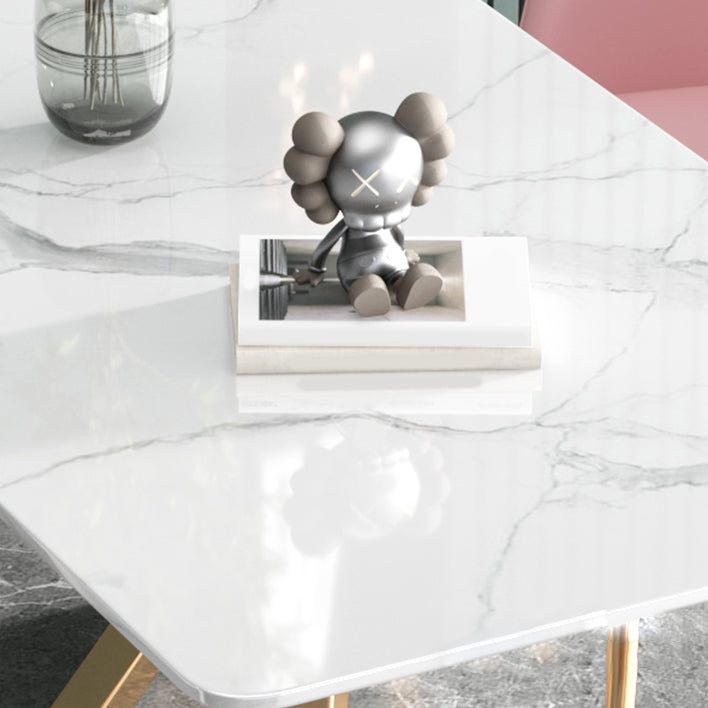 Glam Iron Dining Table Set 1/2/5 Pieces Dinette Set with Rectangle Sintered Stone Top
