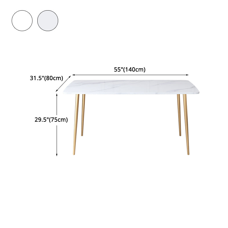 Glam Iron Dining Table Set 1/2/5 Pieces Dinette Set with Rectangle Sintered Stone Top