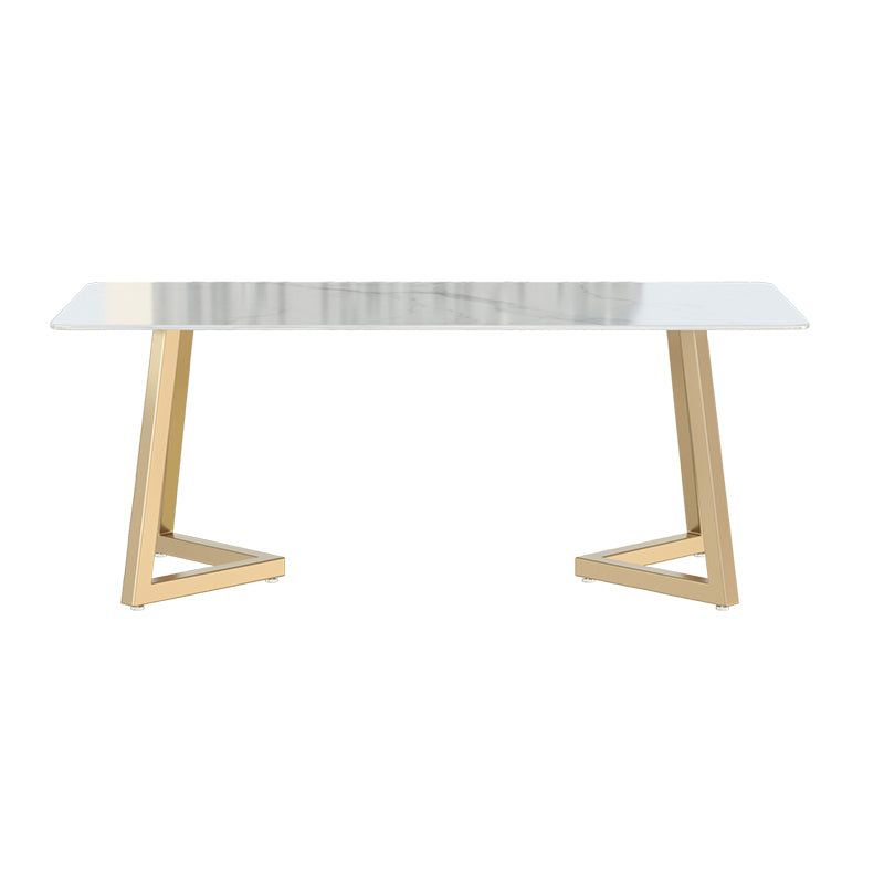 Glam Iron Dinette Set 1/2/3/5/6/7 Pieces Rectangle Dining Table Set with Sintered Stone