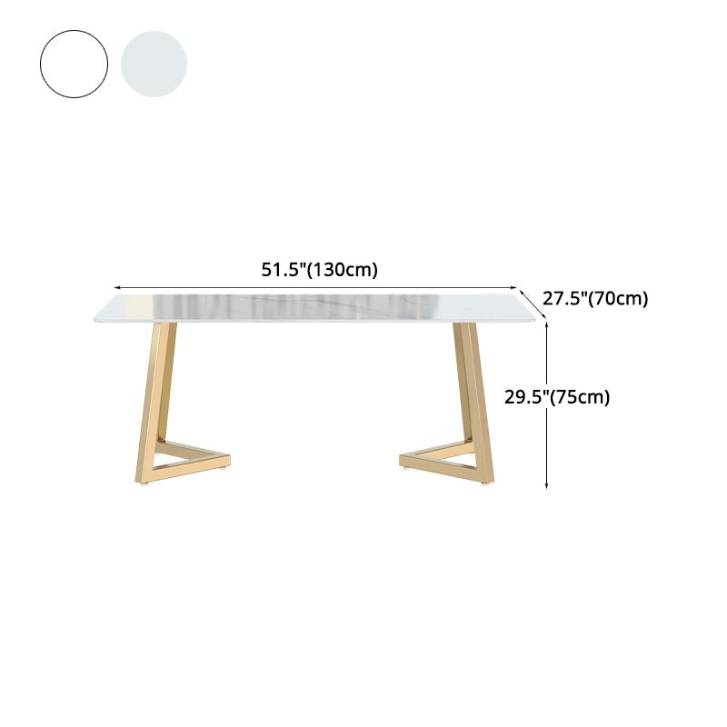Glam Iron Dinette Set 1/2/3/5/6/7 Pieces Rectangle Dining Table Set with Sintered Stone