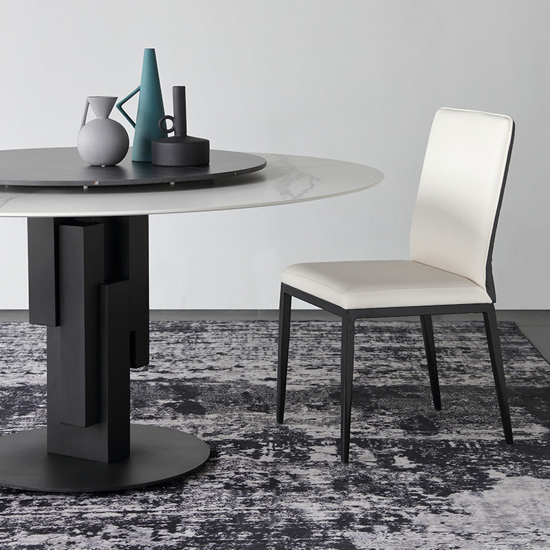 Modern Round Dinette Set 1/4/7 Pieces Sintered Stone Top Dining Table Set with Turntable