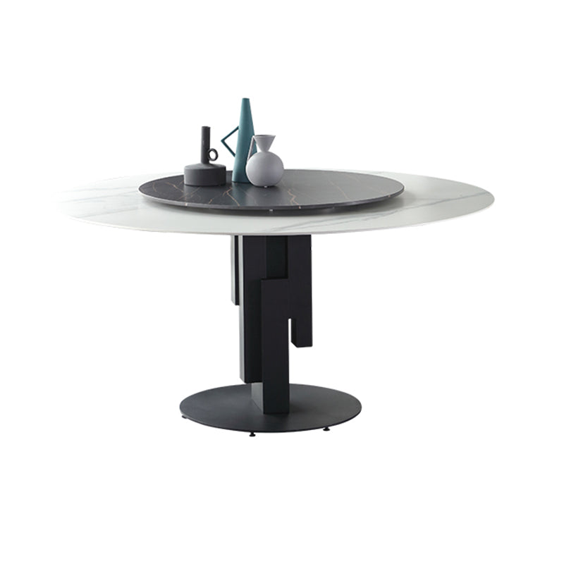 Modern Round Dinette Set 1/4/7 Pieces Sintered Stone Top Dining Table Set with Turntable