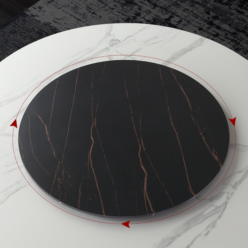 Modern Round Dinette Set 1/4/7 Pieces Sintered Stone Top Dining Table Set with Turntable