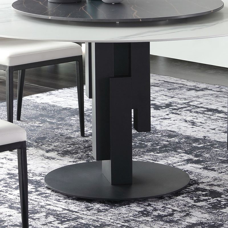 Modern Round Dinette Set 1/4/7 Pieces Sintered Stone Top Dining Table Set with Turntable