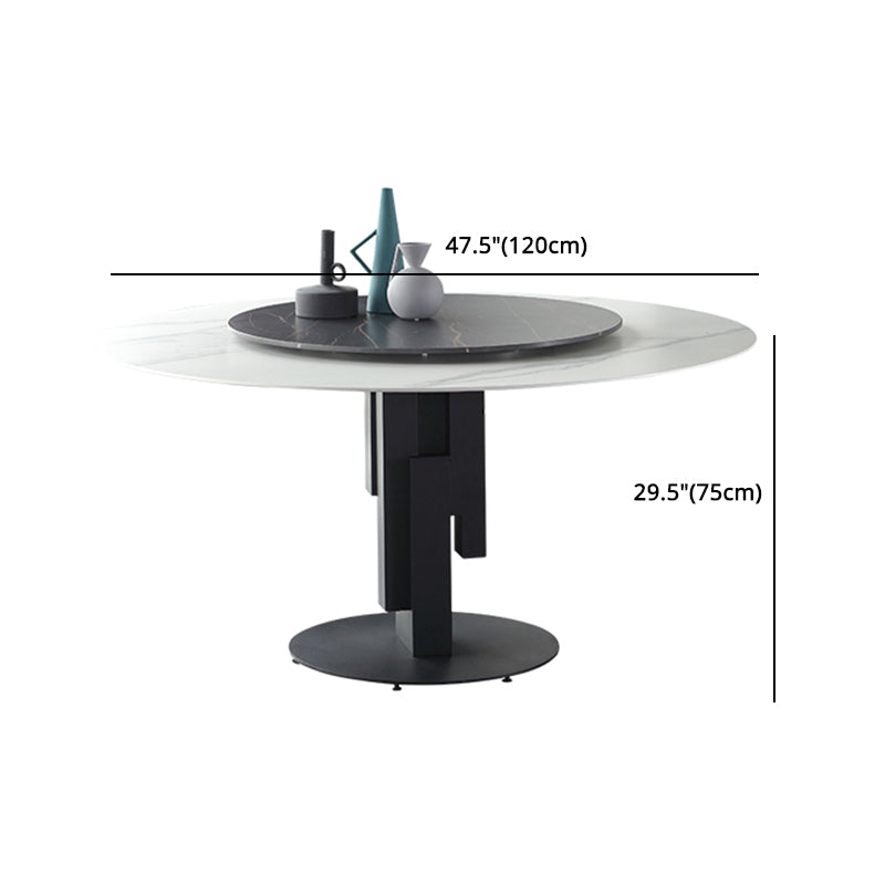 Modern Round Dinette Set 1/4/7 Pieces Sintered Stone Top Dining Table Set with Turntable