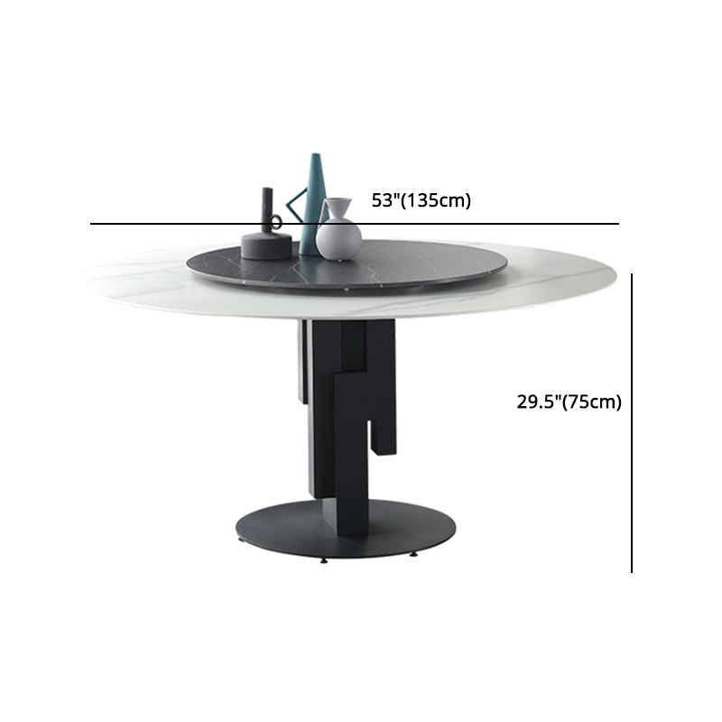 Modern Round Dinette Set 1/4/7 Pieces Sintered Stone Top Dining Table Set with Turntable