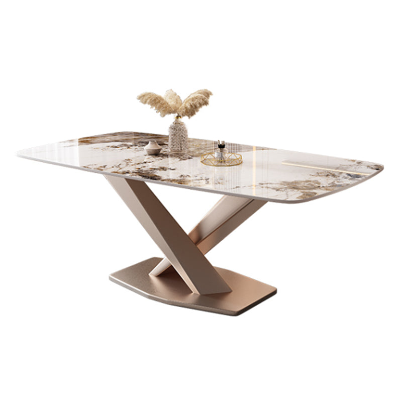 Modern Rectangle Dinette Set 1/2/5/7 Pieces White Sintered Stone Top Dining Table Set