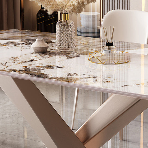 Modern Rectangle Dinette Set 1/2/5/7 Pieces White Sintered Stone Top Dining Table Set