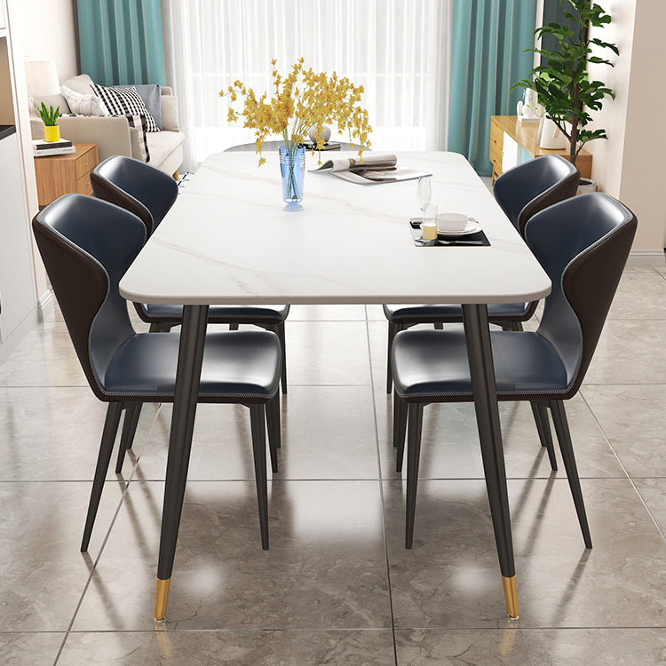 Modern Rectangle Dinette Set 1/2/5/7 Pieces Sintered Stone Top Dining Table Set