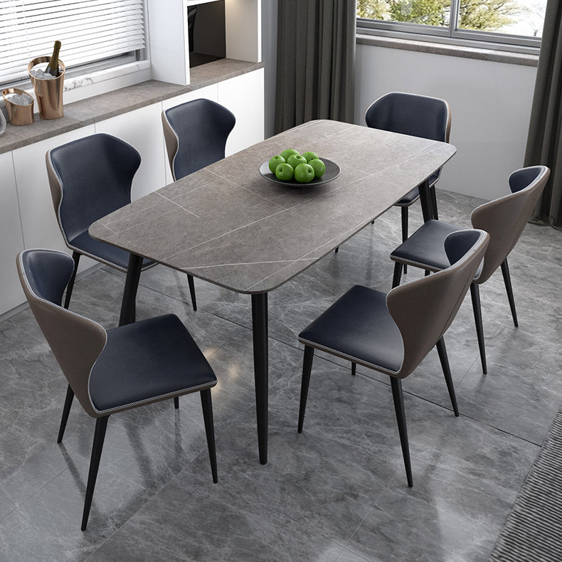 Modern Rectangle Dinette Set 1/2/5/7 Pieces Sintered Stone Top Dining Table Set