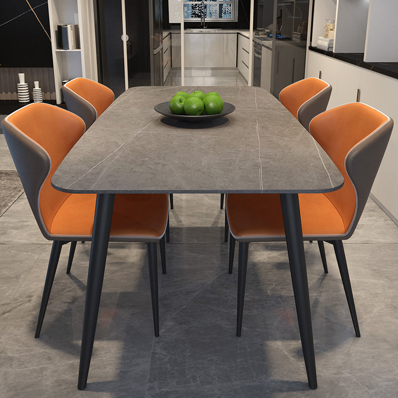 Modern Rectangle Dinette Set 1/2/5/7 Pieces Sintered Stone Top Dining Table Set