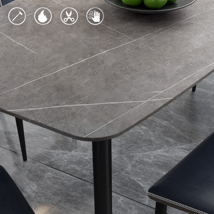 Modern Rectangle Dinette Set 1/2/5/7 Pieces Sintered Stone Top Dining Table Set