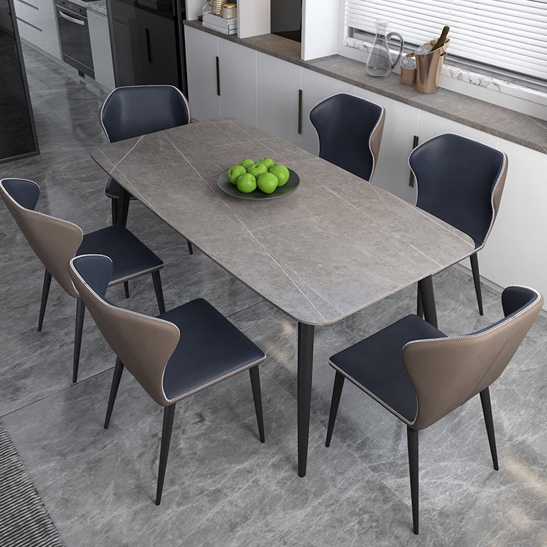 Modern Rectangle Dinette Set 1/2/5/7 Pieces Sintered Stone Top Dining Table Set