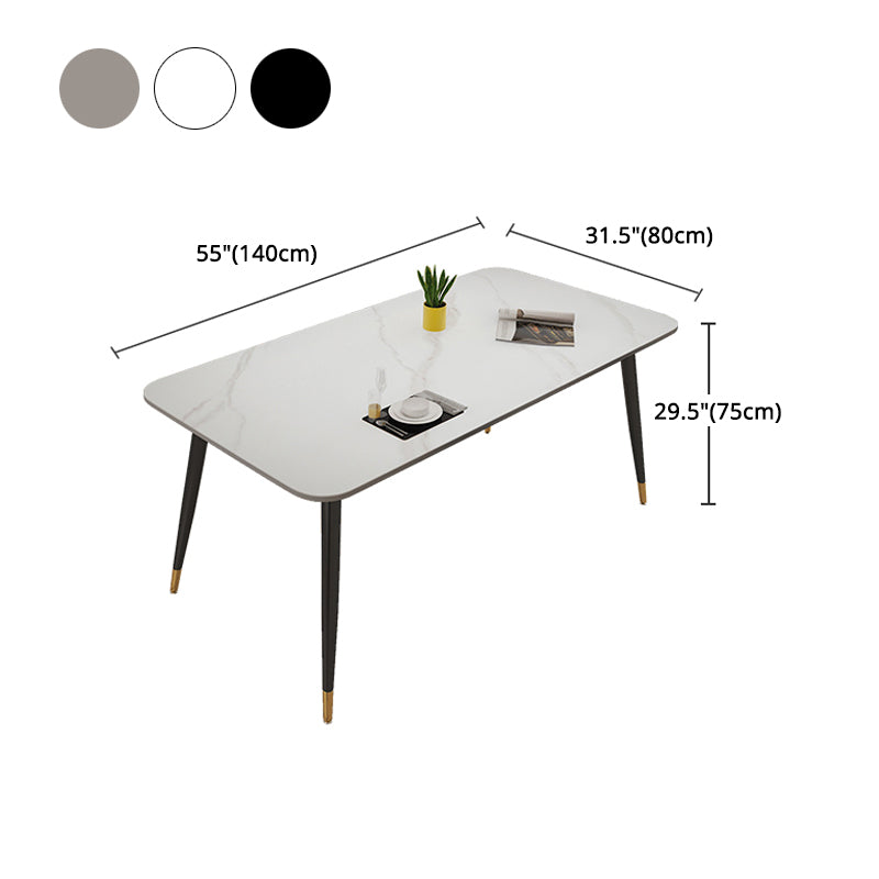Modern Rectangle Dinette Set 1/2/5/7 Pieces Sintered Stone Top Dining Table Set