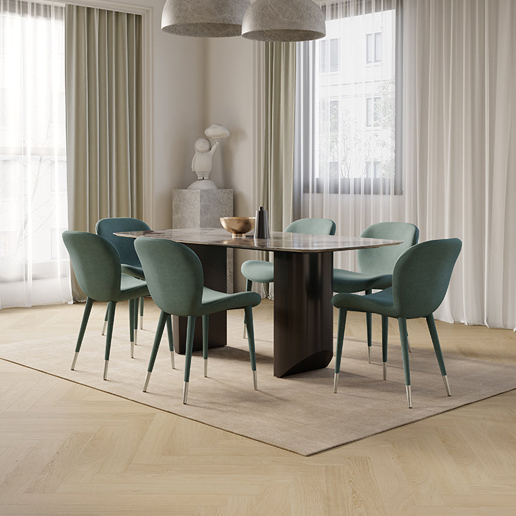 Modern Rectangle Dining Table Set 1/4/5/7 Pieces Sintered Stone Top Dinette Set