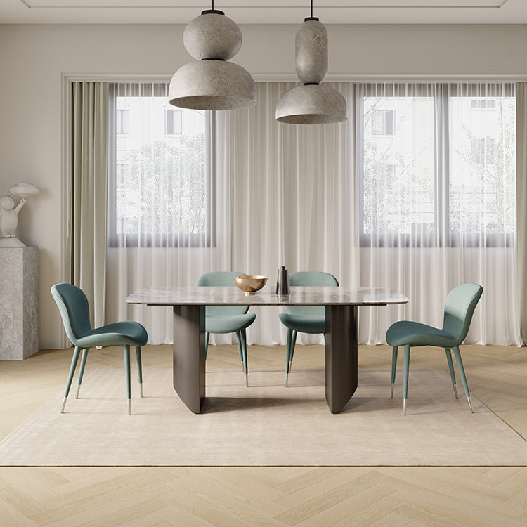 Modern Rectangle Dining Table Set 1/4/5/7 Pieces Sintered Stone Top Dinette Set