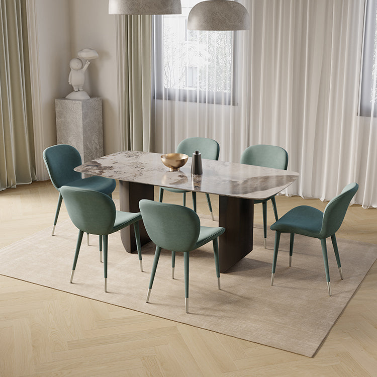 Modern Rectangle Dining Table Set 1/4/5/7 Pieces Sintered Stone Top Dinette Set